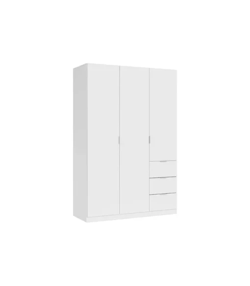 Armario 3 puertas abatibles 3 cajones acabado blanco. 180cm(alto). 121cm(ancho). 52cm(fondo).