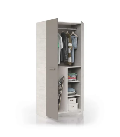 Armario 2 puertas abatibles Ares plus acabado blanco alpes/basalto. 200cm(alto) 90cm(ancho) 52cm(fondo).