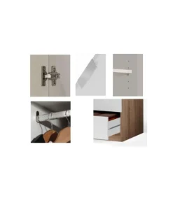 Armario 3 puertas abatibles 3 cajones acabado blanco. 180cm(alto). 121cm(ancho). 52cm(fondo).