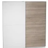 Armario 2 puertas correderas acabado en blanco/roble, 200 cm(alto)180 cm(ancho)60 cm(fondo)