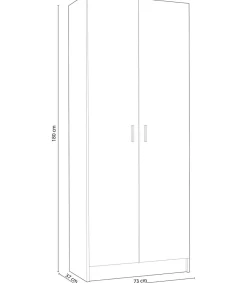 Armario escobero Milan en acabado blanco 2 puertas 73 cm(ancho) 180 cm(altura) 37 cm(fondo)