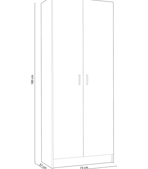 Armario escobero Milan en acabado blanco 2 puertas 73 cm(ancho) 180 cm(altura) 37 cm(fondo)