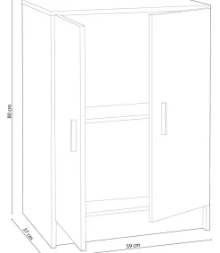 Armario multiusos bajo Milán en acabado blanco. 59 cm(ancho) 80 cm(altura) 37 cm(fondo)