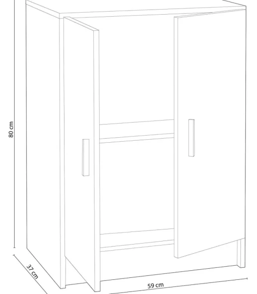 Armario multiusos bajo Milán en acabado blanco. 59 cm(ancho) 80 cm(altura) 37 cm(fondo)
