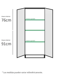 Armario multiusos Carles con 3 estantes acabado roble cambrian, 180cm(alto) 60cm(ancho) 35cm(fondo)
