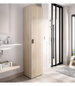 Armario multiusos Carmen 1 puerta en acabado Natural, 39 cm(ancho) 190 cm(altura) 35 cm(fondo)
