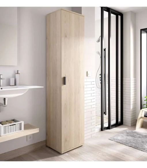 Armario multiusos Carmen 1 puerta en acabado Natural, 39 cm(ancho) 190 cm(altura) 35 cm(fondo)
