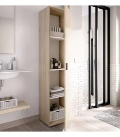 Armario multiusos Carmen 1 puerta en acabado Natural, 39 cm(ancho) 190 cm(altura) 35 cm(fondo)