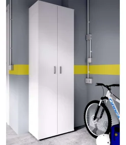 Armario multiusos Diego acabado blanco 2 puertas 3 estantes, 61 cm(ancho) 190 cm(altura) 35 cm(fondo)