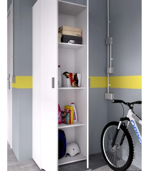 Armario multiusos Diego acabado blanco 2 puertas 3 estantes, 61 cm(ancho) 190 cm(altura) 35 cm(fondo)