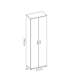 Armario multiusos Diego acabado blanco 2 puertas 3 estantes, 61 cm(ancho) 190 cm(altura) 35 cm(fondo)