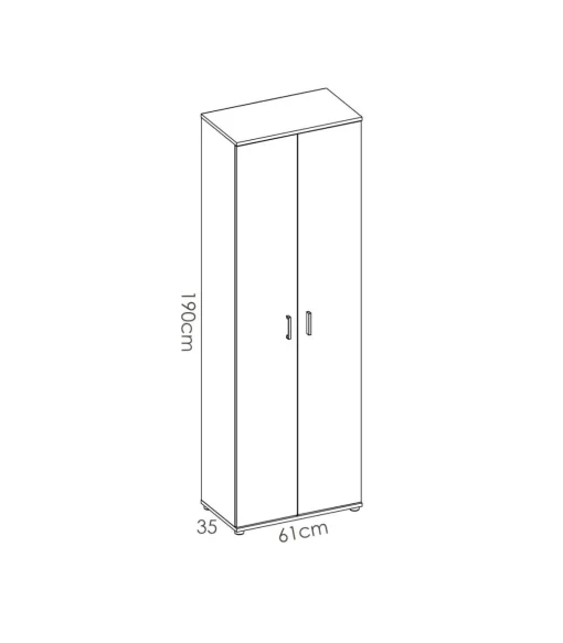 Armario multiusos Diego acabado blanco 2 puertas 3 estantes, 61 cm(ancho) 190 cm(altura) 35 cm(fondo)