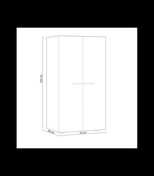 Armario multiusos Gema 2 Puertas acabado Color Blanco Brillo y Cemento, Medidas: 103 cm (Alto) x 55 cm (Ancho) x 36 cm (Fondo)