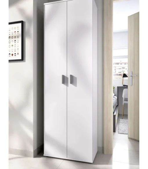 Armario multiusos Luna en acabado blanco 2 puertas 6 estantes 61 cm(ancho) 190 cm(altura) 35 cm(fondo)