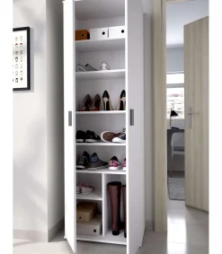 Armario multiusos Luna en acabado blanco 2 puertas 6 estantes 61 cm(ancho) 190 cm(altura) 35 cm(fondo)