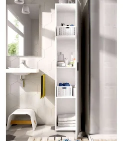 Armario multiusos Luna en acabado blanco multiusos 1 puerta 39 cm(ancho) 190 cm(altura) 35 cm(fondo)