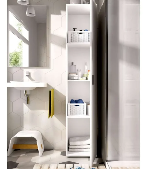 Armario multiusos Luna en acabado blanco multiusos 1 puerta 39 cm(ancho) 190 cm(altura) 35 cm(fondo)