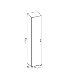 Armario multiusos Luna en acabado blanco multiusos 1 puerta 39 cm(ancho) 190 cm(altura) 35 cm(fondo)