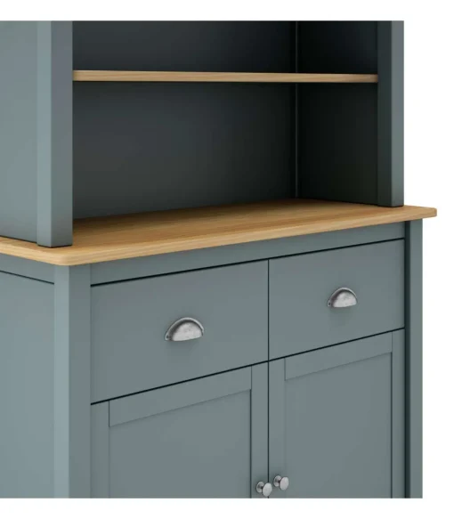 Armario multiusos tipo buffet 4 puertas 2 cajones Miguel acabado verde kaki/roble, 180.5cm(alto) 90cm(ancho) 40cm(largo)