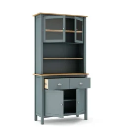 Armario multiusos tipo buffet 4 puertas 2 cajones Miguel acabado verde kaki/roble, 180.5cm(alto) 90cm(ancho) 40cm(largo)
