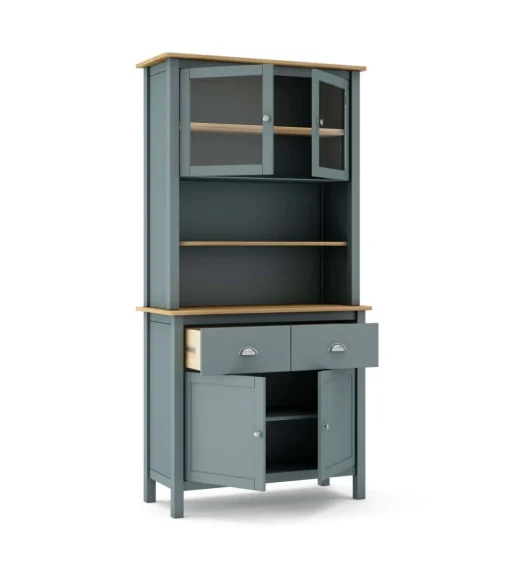 Armario multiusos tipo buffet 4 puertas 2 cajones Miguel acabado verde kaki/roble, 180.5cm(alto) 90cm(ancho) 40cm(largo)