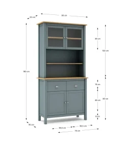 Armario multiusos tipo buffet 4 puertas 2 cajones Miguel acabado verde kaki/roble, 180.5cm(alto) 90cm(ancho) 40cm(largo)