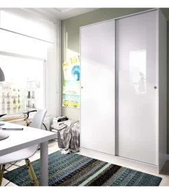 Armario puertas correderas Lupión en blanco brillo 204 cm(alto)120 cm(ancho)50 cm(largo)