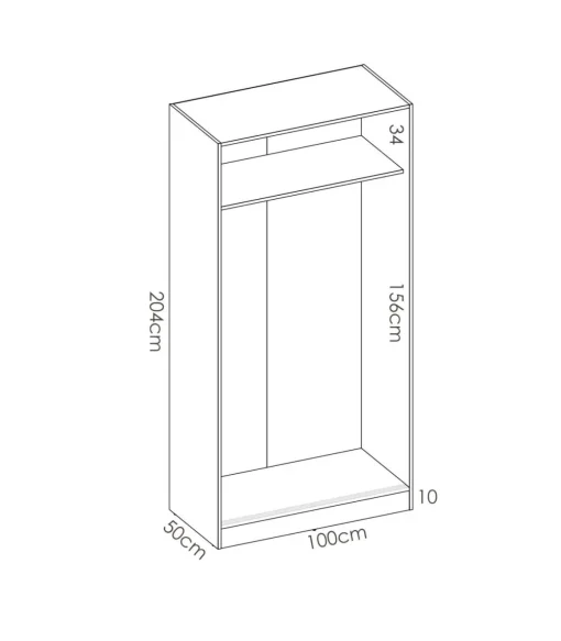 Armario puertas correderas Lupión en blanco brillo. Ancho 100 x fondo 50 x alto 204 cm.