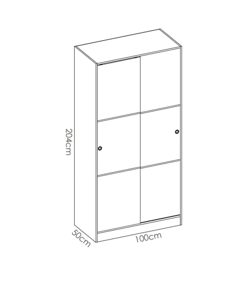 Armario puertas correderas Lupión en blanco brillo. Ancho 100 x fondo 50 x alto 204 cm.