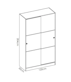 Armario puertas correderas Lupión en blanco brillo 204 cm(alto)120 cm(ancho)50 cm(largo)