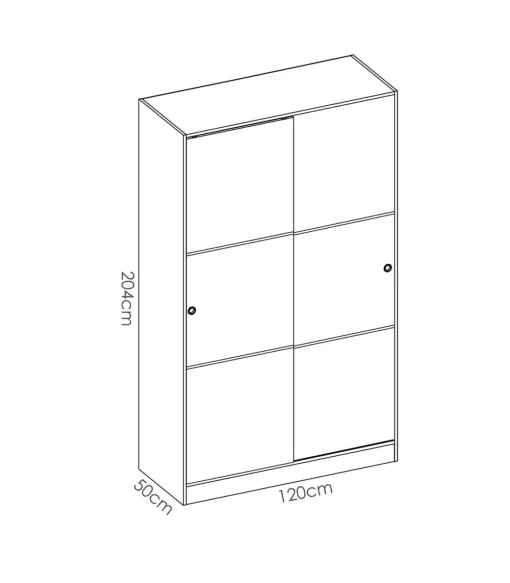 Armario puertas correderas Lupión en blanco brillo 204 cm(alto)120 cm(ancho)50 cm(largo)