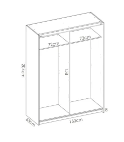 Armario puertas correderas Lupión acabado blanco 204 cm(alto)150 cm(ancho)65 cm(largo