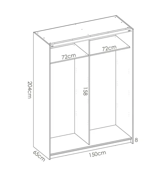 Armario puertas correderas Lupión acabado blanco 204 cm(alto)150 cm(ancho)65 cm(largo