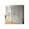 Armario ropero 3 puertas abatibles 2 cajones Lorena acabado Artico, 196cm(alto) 150cm(ancho) 50cm(largo)