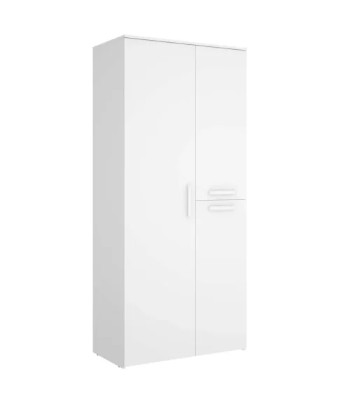 Armario ropero 3 puertas abatibles acabado blanco, 205cm(alto) 90cm(ancho) 52cm(largo)
