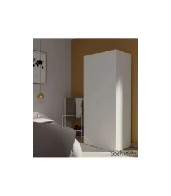 Armario ropero 2 puertas abatibles Tibet acabado blanco, 79 cm(ancho) 180 cm(altura) 52 cm(fondo)