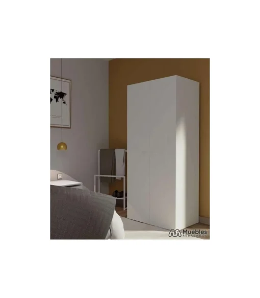 Armario ropero 2 puertas abatibles Tibet acabado blanco, 79 cm(ancho) 180 cm(altura) 52 cm(fondo)