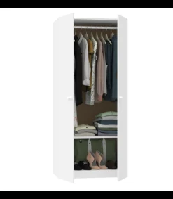 Armario ropero 2 puertas abatibles Tibet acabado blanco, 79 cm(ancho) 180 cm(altura) 52 cm(fondo)