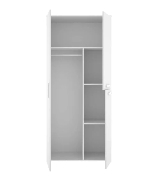 Armario ropero 3 puertas abatibles acabado blanco, 205cm(alto) 90cm(ancho) 52cm(largo)