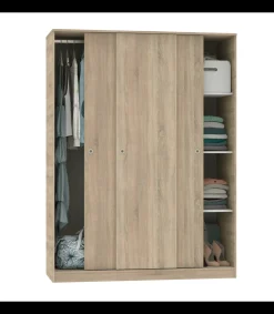 Armario ropero 3 puertas correderas Tibet acabado roble cambrian, 200 cm(alto)150 cm(ancho)55 cm(fondo)