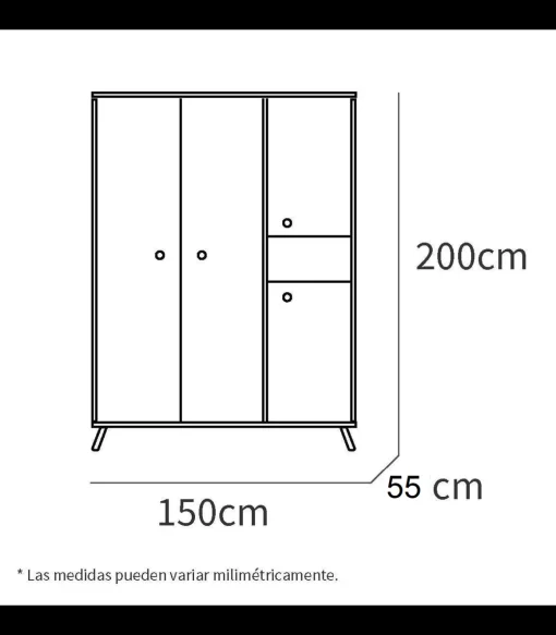 Armario ropero 4 puertas y hueco Camila 200 cm(alto)150 cm(ancho)55 cm(fondo)