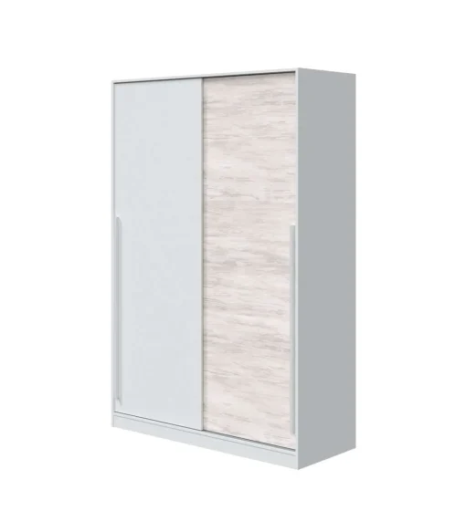 Armario ropero Aretha puertas correderas blanco artik y blanco Veho. 200 cm (alto). 120 cm (ancho). 50 cm (fondo).