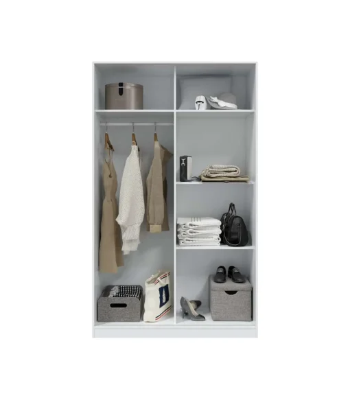 Armario ropero Aretha puertas correderas blanco artik y blanco Veho. 200 cm (alto). 120 cm (ancho). 50 cm (fondo).