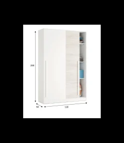 Armario ropero Aretha puertas correderas blanco artik y blanco Veho. 200 cm (alto). 120 cm (ancho). 50 cm (fondo).