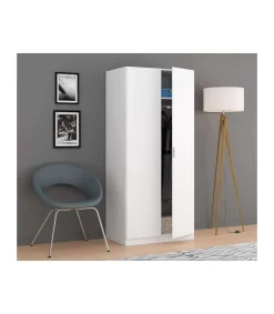 Armario ropero Herro 2 puertas acabado blanco 180 cm(alto)81 cm(ancho)52 cm(largo)
