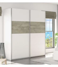 Armario ropero Linuss de 180 cm de 2 puertas correderas 200 cm alto x 180 cm ancho x 60 cm fondo