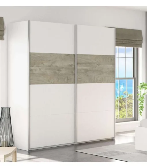 Armario ropero Linuss de 180 cm de 2 puertas correderas 200 cm alto x 180 cm ancho x 60 cm fondo