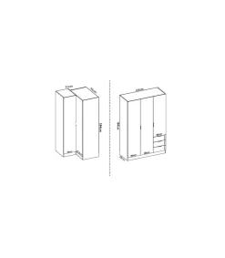 Armario ropero rincón puertas abatibles Jaén I acabado natural, 184 cm(alto)213.5 cm(ancho)90.5 cm(largo)