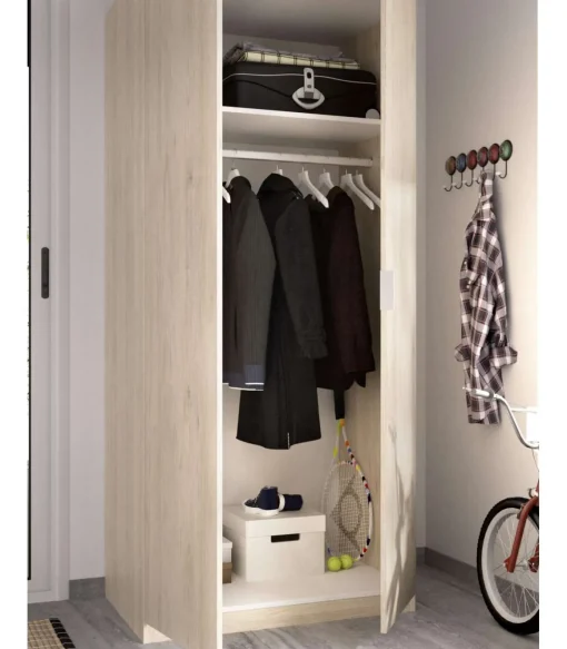 Armario ropero Sabiote con 2 puertas abatibles en roble natural 184 cm(alto)81 cm(ancho)52 cm(largo)