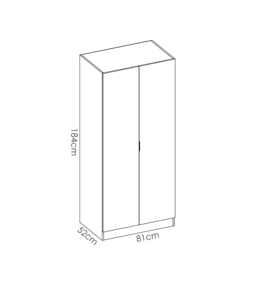 Armario ropero Sabiote con 2 puertas abatibles en roble natural 184 cm(alto)81 cm(ancho)52 cm(largo)